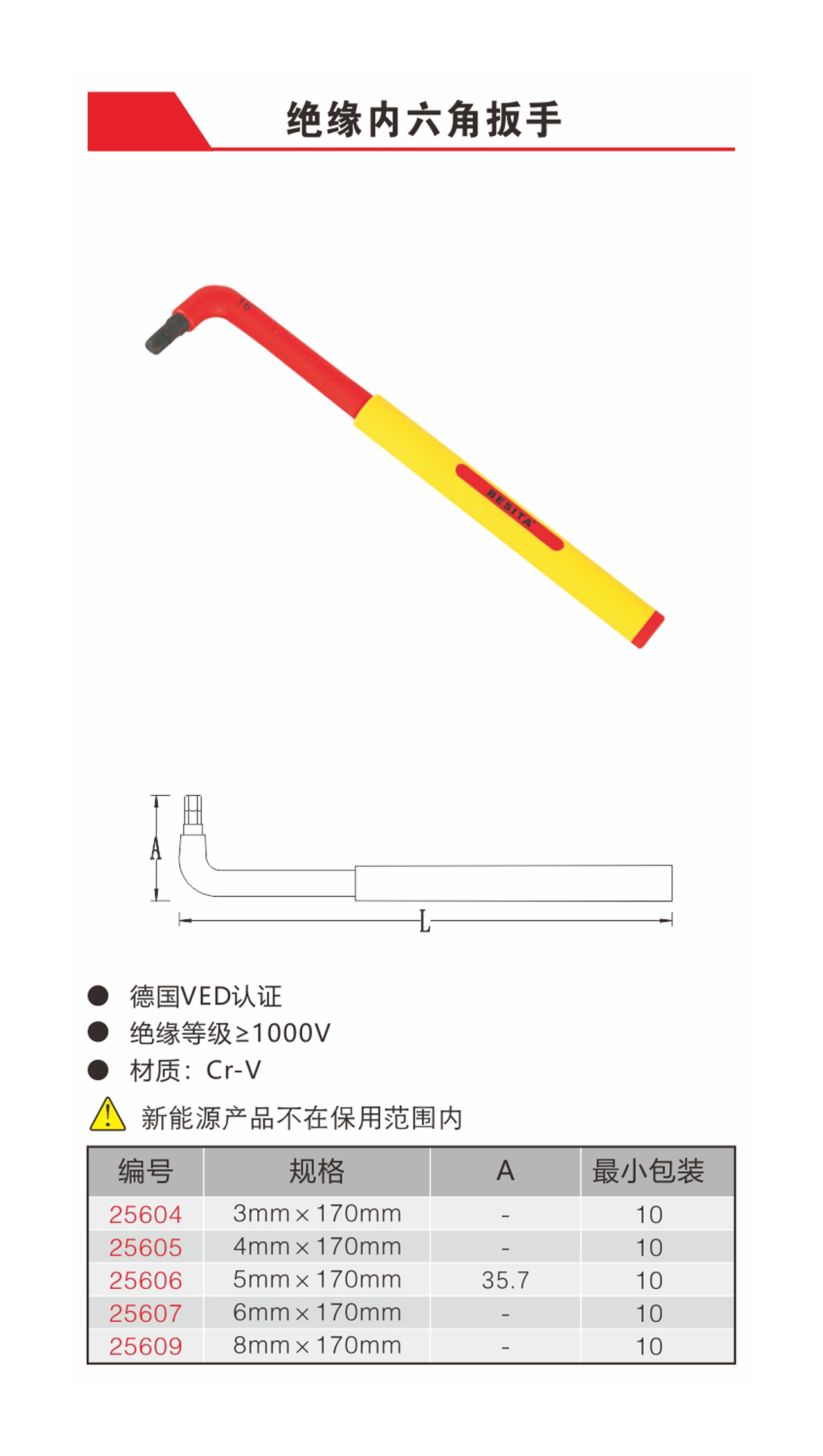 絕緣內(nèi)六角扳手（NO.25604-25609)