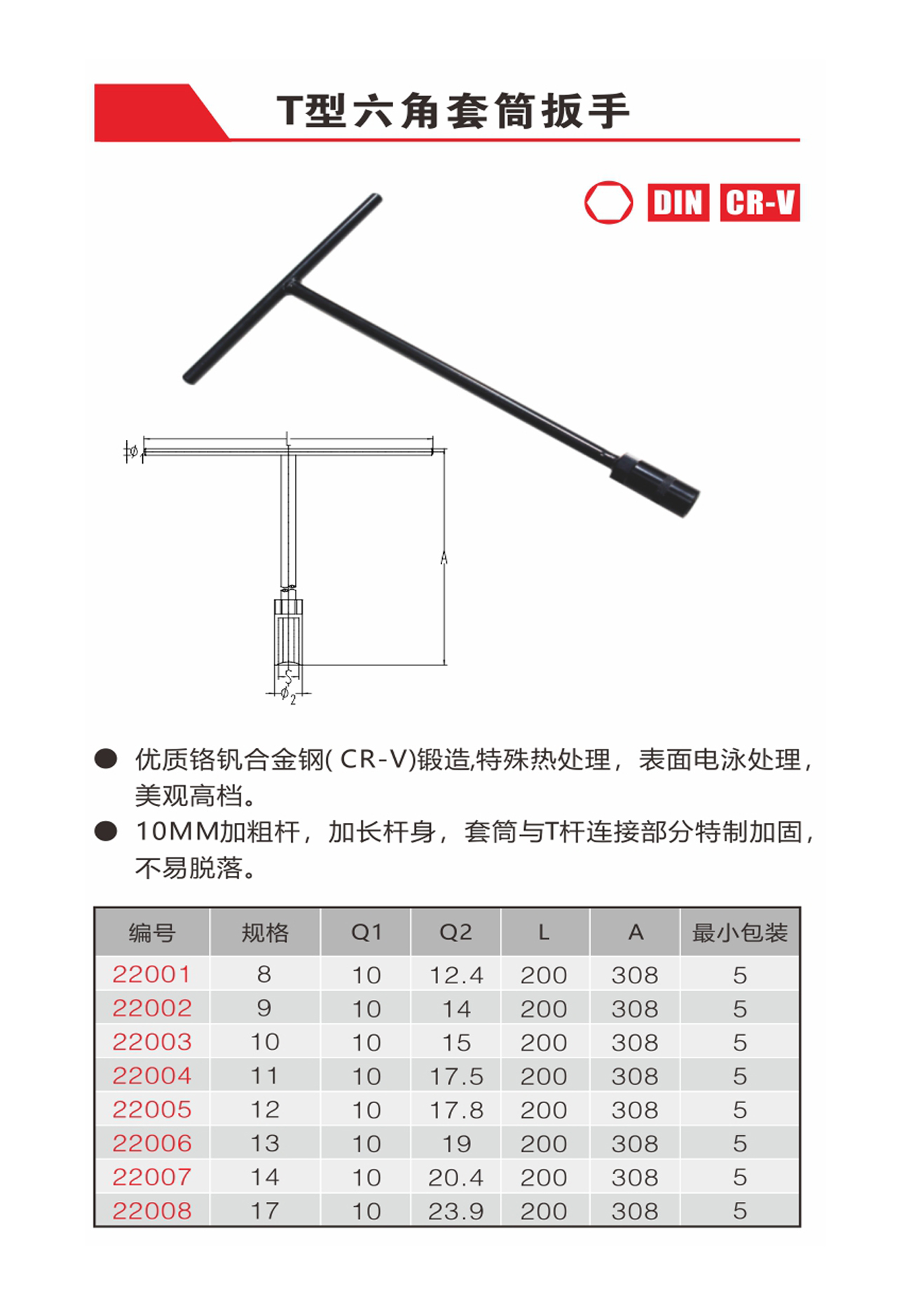 T型六角套筒扳手（NO.22001-22008）